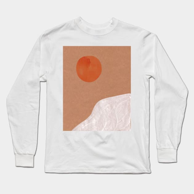 Earthy tone abstract landscape, boho sun Long Sleeve T-Shirt by WhalesWay